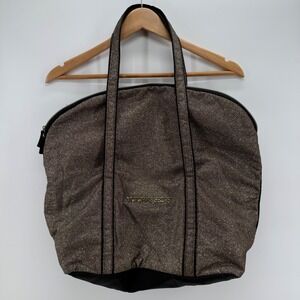 Victoria's Secret Black Metallic Gold Glitter Zipper Weekender Travel Tote Y2K